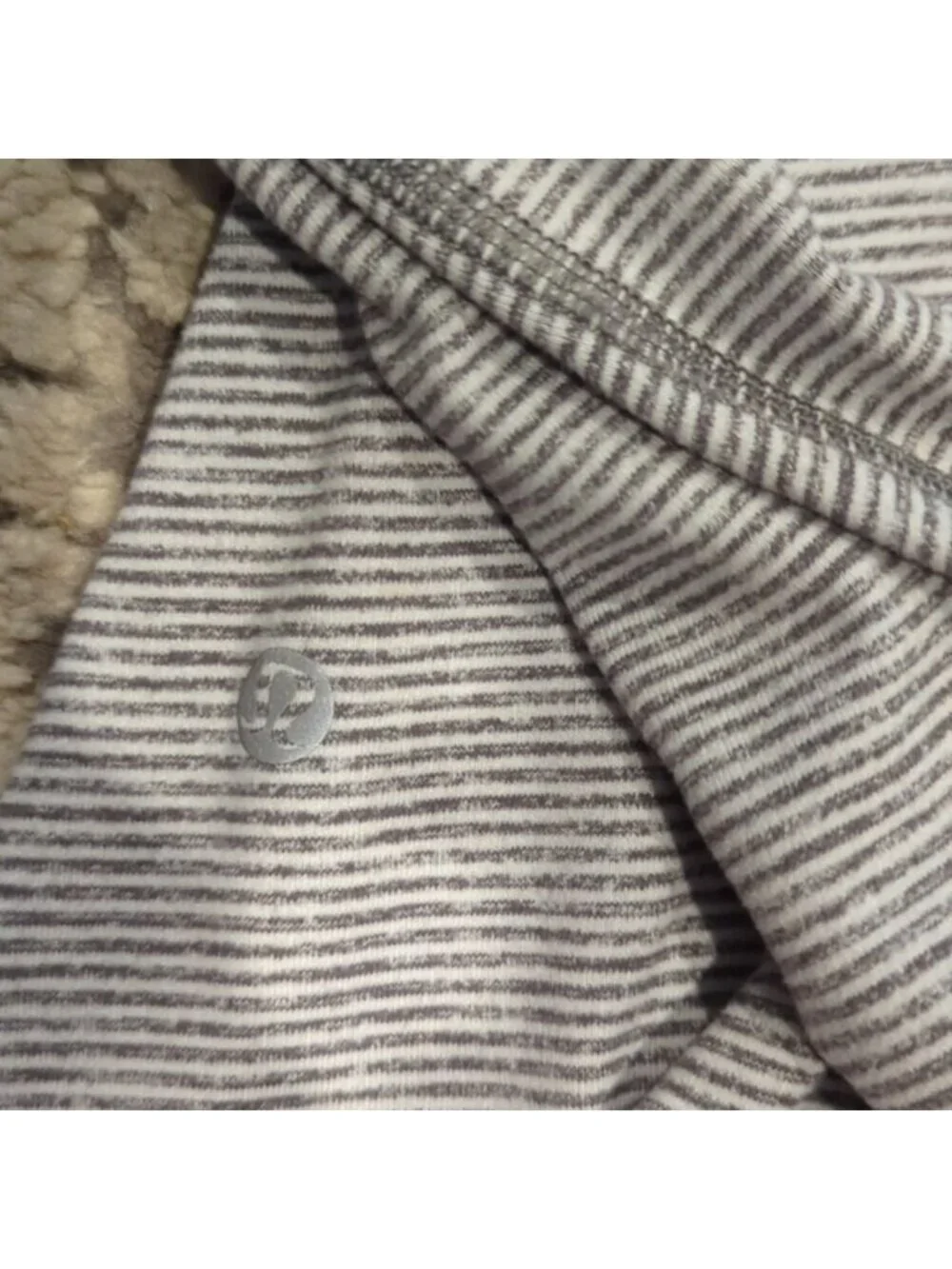 Lululemon Warm Your Core Long Sleeve Tee Tonka Stripe Heathered Slate White